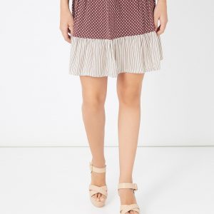 Falda Corta de mujer con Estampado de Lunares y Rayas