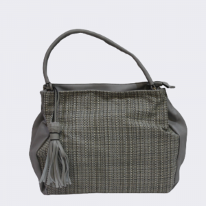 Bolso flexible combinado piel y rafia