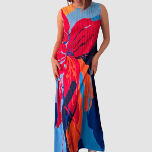 Vestido plisado estampado