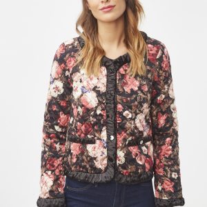 Chaqueta guateada fina con estampado floral.