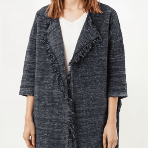 Chaqueta jaspeada con flecos