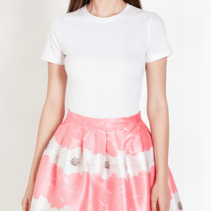 Falda acampanada con vuelo estampada