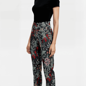 Pantalón satinado estampado de flores