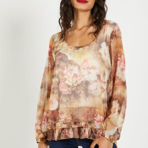 Blusa de gasa estampada