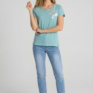 Camiseta de algodón con pedrería