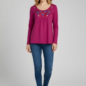 Camiseta de algodón bordada