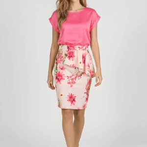 Falda estampada de flores con volante