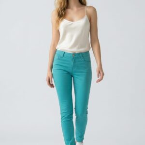 Pantalón slim turquesa
