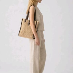 Bolso Shopper de Rafia Grande con Trabilla de Imán